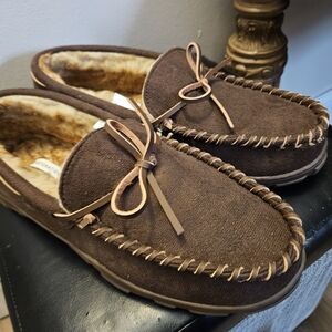 Men's Dark Brown Moccasin Slippers Restoration Size 11